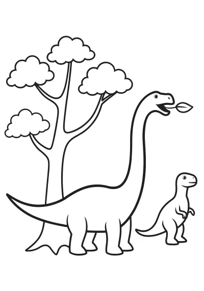 Långhalsdinosaurie som äter löv från ett träd